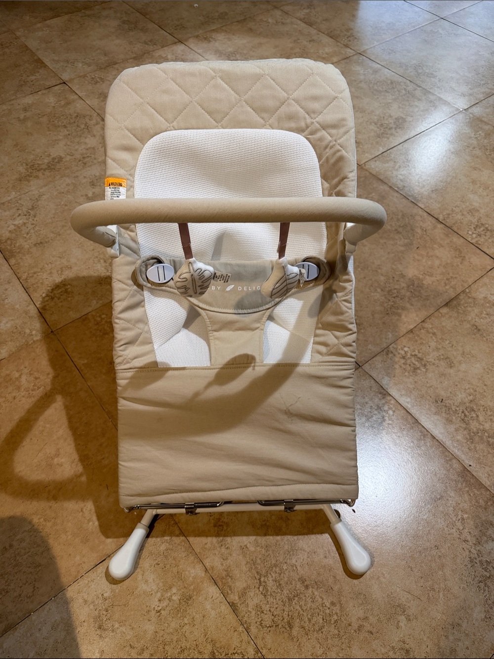 Delta Neutral Beige Baby Bouncer with Padded Support